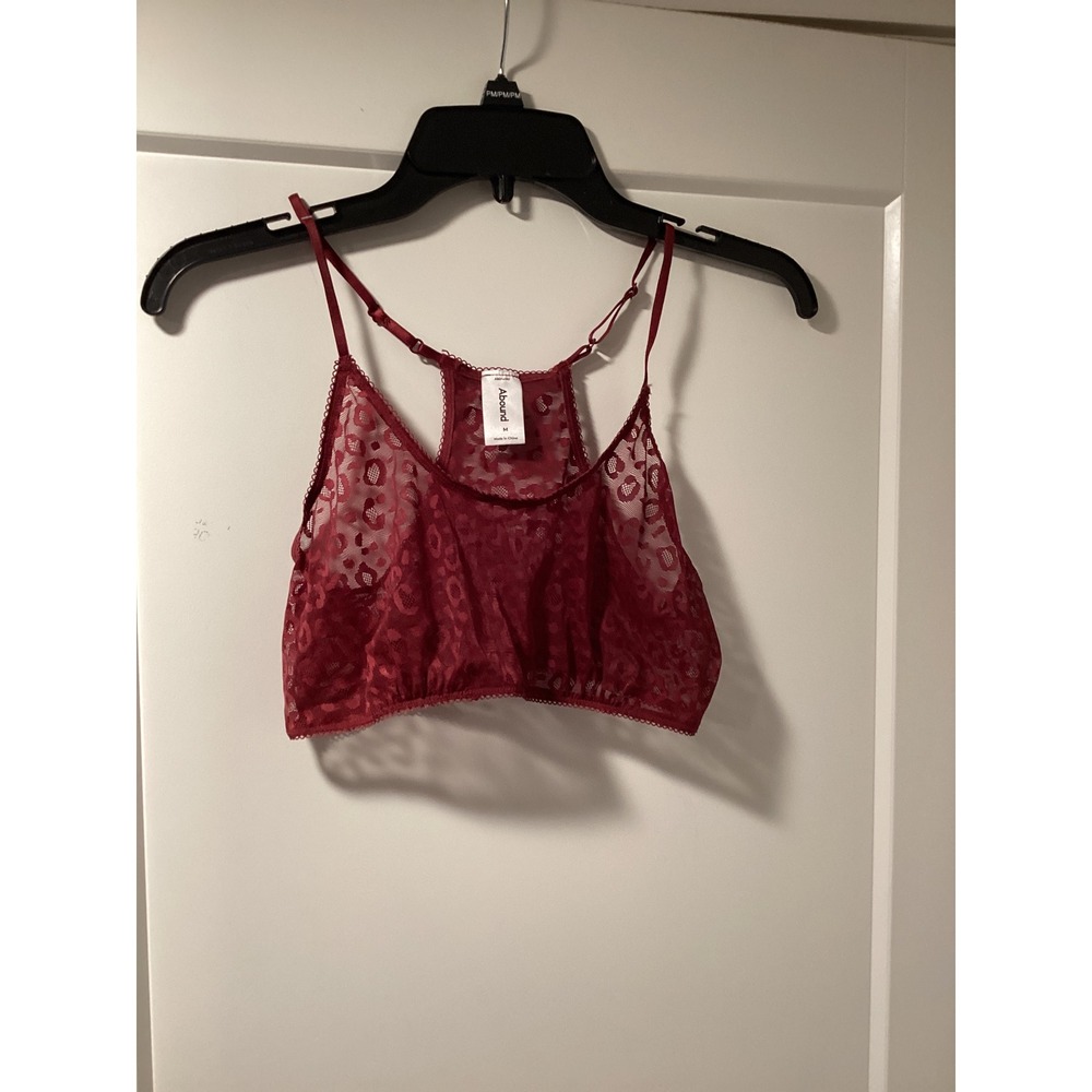 Abound Burgundy Lace Leopard Print Bralette Racerback Sheer Mesh ABD16947 Mens M